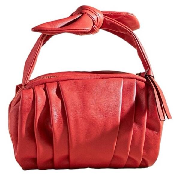 Anthropologie Handbags - ANTHROPOLOGIE Women’s Mini Top-Knot Pleated Handbag in Red